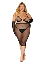 Load image into Gallery viewer, Black Stretch Fishnet Bra and Skirt Set
