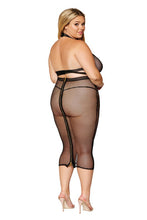 Load image into Gallery viewer, Black Stretch Fishnet Bra and Skirt Set
