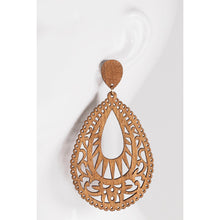 Load image into Gallery viewer, Wood Tear Drop Earrings - Kurvacious Boutique
