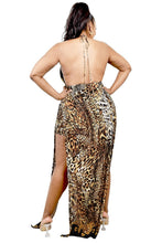 Load image into Gallery viewer, Cheetah Halter Maxi Dress Set
