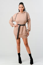 Load image into Gallery viewer, Nude Hooded Mini Dress
