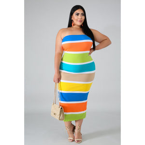 Color Block Tube Dress - Kurvacious Boutique
